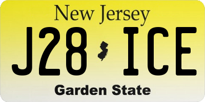 NJ license plate J28ICE