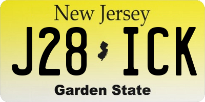NJ license plate J28ICK