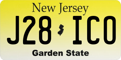 NJ license plate J28ICO