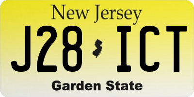 NJ license plate J28ICT