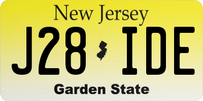 NJ license plate J28IDE