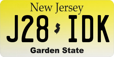 NJ license plate J28IDK