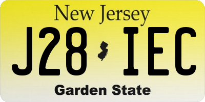 NJ license plate J28IEC