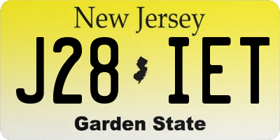 NJ license plate J28IET