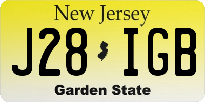 NJ license plate J28IGB