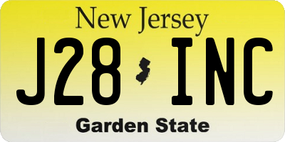 NJ license plate J28INC