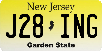 NJ license plate J28ING