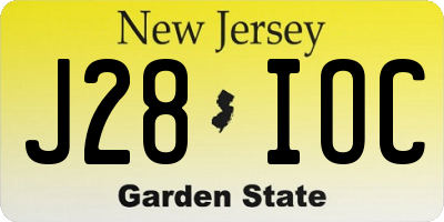 NJ license plate J28IOC