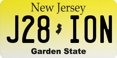 NJ license plate J28ION