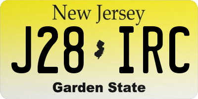 NJ license plate J28IRC