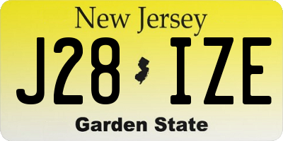 NJ license plate J28IZE