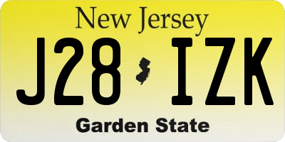 NJ license plate J28IZK