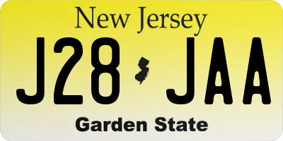 NJ license plate J28JAA