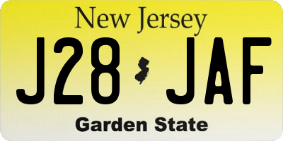 NJ license plate J28JAF