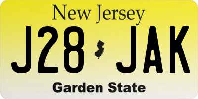 NJ license plate J28JAK