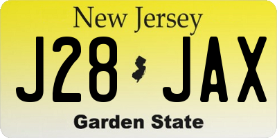 NJ license plate J28JAX