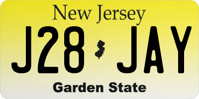 NJ license plate J28JAY