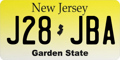 NJ license plate J28JBA