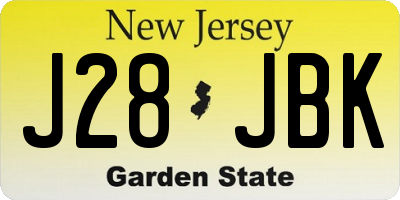 NJ license plate J28JBK