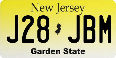 NJ license plate J28JBM