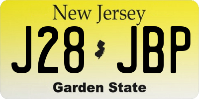 NJ license plate J28JBP