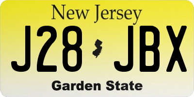 NJ license plate J28JBX