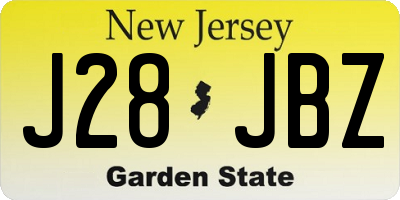 NJ license plate J28JBZ