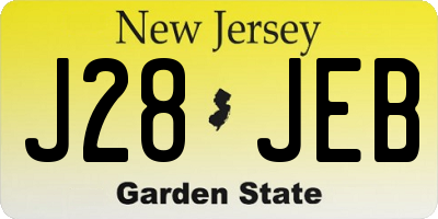 NJ license plate J28JEB