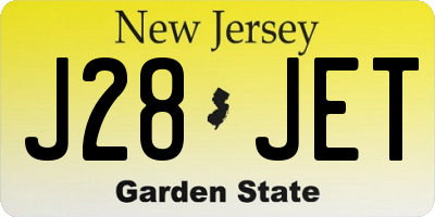 NJ license plate J28JET