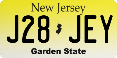NJ license plate J28JEY