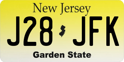 NJ license plate J28JFK
