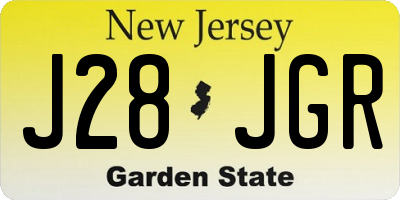 NJ license plate J28JGR