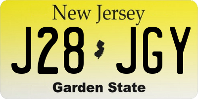 NJ license plate J28JGY
