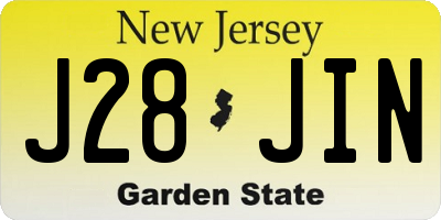 NJ license plate J28JIN