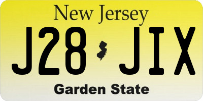 NJ license plate J28JIX