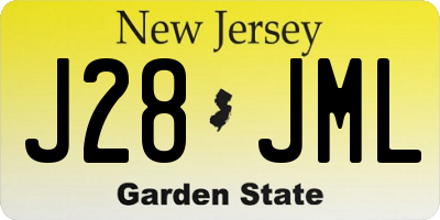 NJ license plate J28JML
