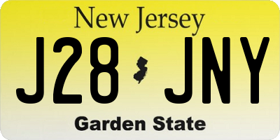 NJ license plate J28JNY