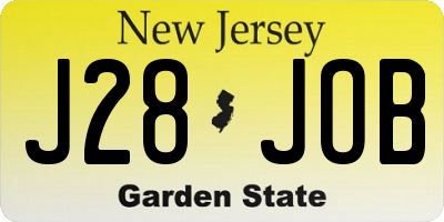 NJ license plate J28JOB