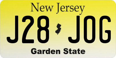 NJ license plate J28JOG