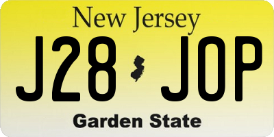 NJ license plate J28JOP