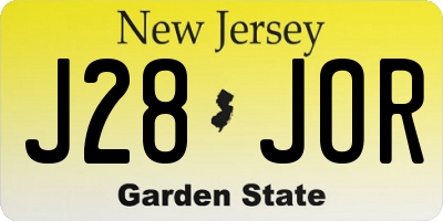 NJ license plate J28JOR