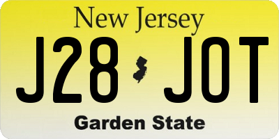 NJ license plate J28JOT