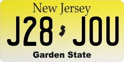 NJ license plate J28JOU