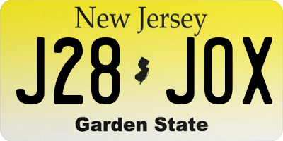 NJ license plate J28JOX