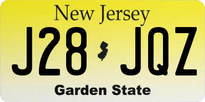 NJ license plate J28JQZ