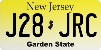 NJ license plate J28JRC