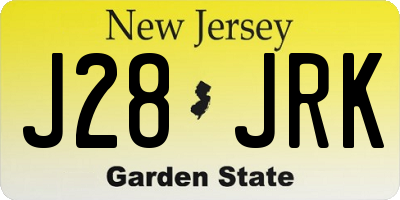NJ license plate J28JRK