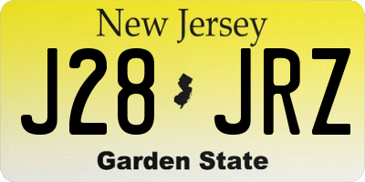 NJ license plate J28JRZ