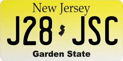 NJ license plate J28JSC