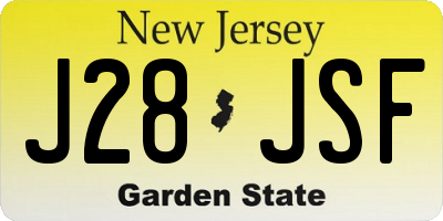 NJ license plate J28JSF